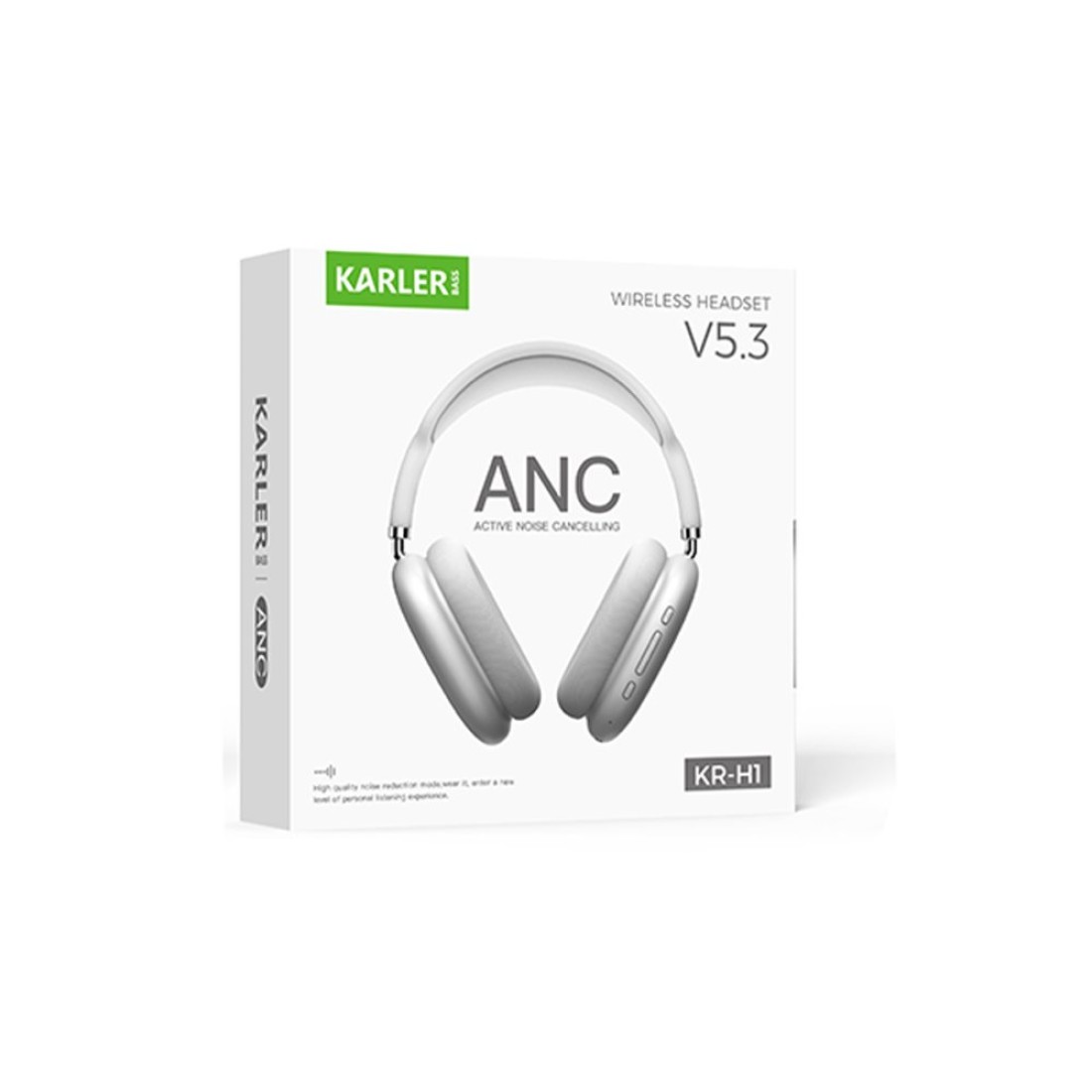 Karler Bass KRH2 Aktif Gürültü Engelleyici Özellikli BT 5.3 Kafaüstü Kablosuz Kulaklık - Siyah