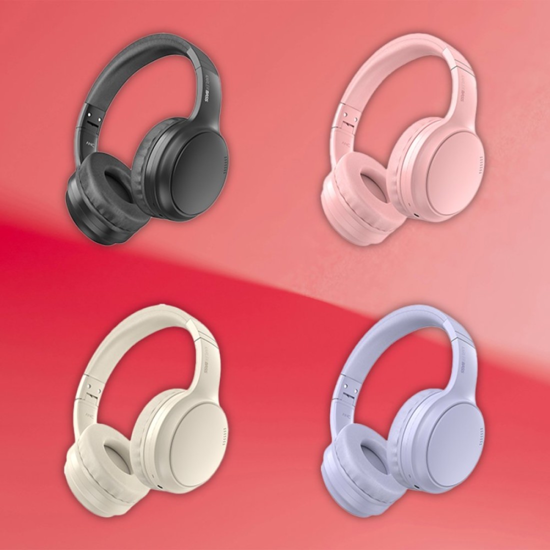 Karler Bass KRH4 Aktif Gürültü Engelleyici Özellikli Kafaüstü Kablosuz Bluetooth Kulaklık - Pembe