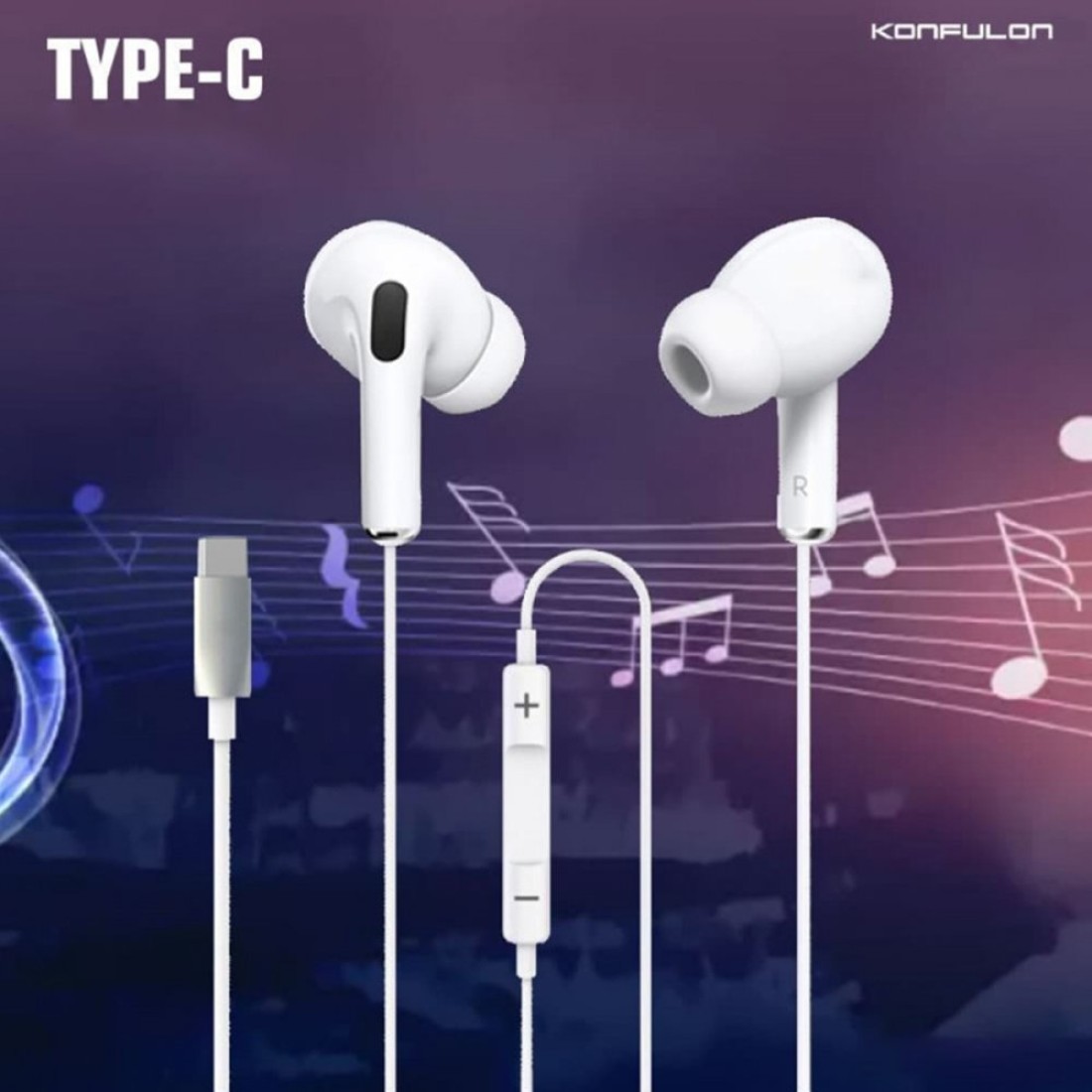 Konfulon INA16 Type-C Kablolu Kulak İçi Kulaklık - Beyaz
