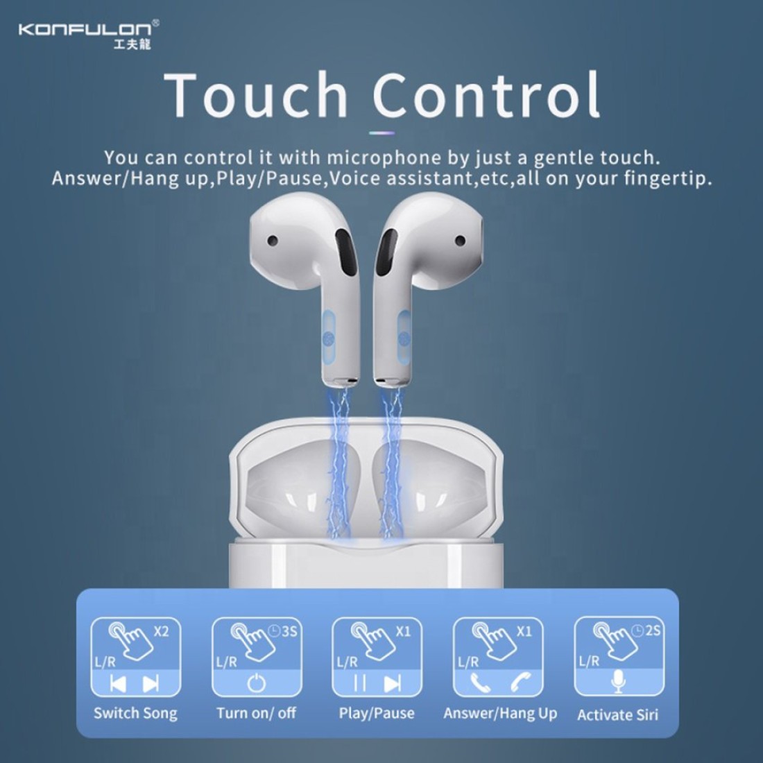 Konfulon BTS21 Kablosuz Airpods Kulaklık - Siyah