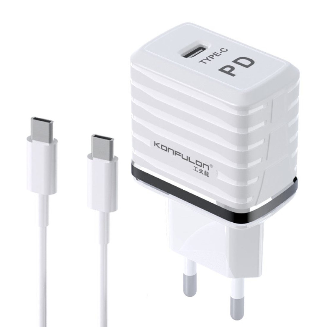 Konfulon C32D 20W PD Şarj Cihazı + DC15 1M 20W 5A Type-C to Type-C Kablolu Şarj Cihazı