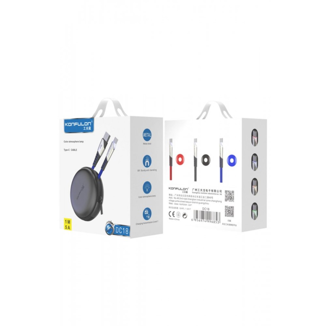 Konfulon DC18 Type-C Kablo 1M 5A - Siyah - Kılıf's Konfulon DC18 Type-C Kablo 1M 5A - Siyah