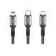 Konfulon DC62 3in1 Type-C to 60W Type-C / 12W Lightning / 15W Micro 1.2M Hızlı Şarj Kablo - Siyah - Kılıf's Konfulon DC62 3in1 Type-C to 60W Type-C / 12W Lightning / 15W Micro 1.2M Hızlı Şarj Kablo - Siyah