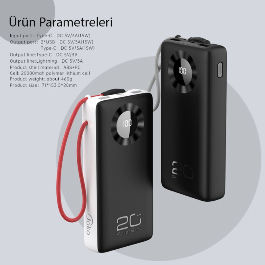 Konfulon J08 Powerbank 20.000 mAh - Beyaz