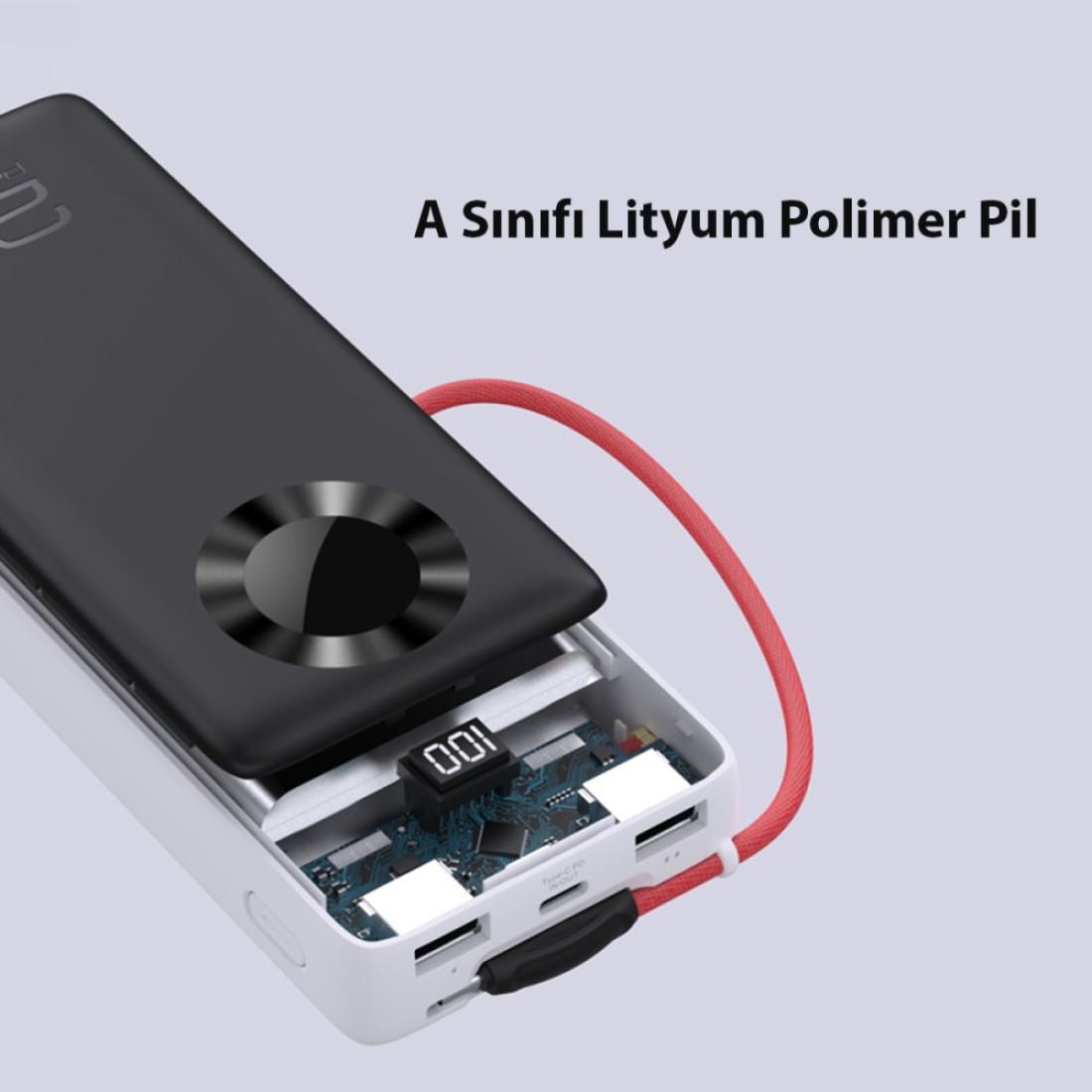 Konfulon J08 Powerbank 20.000 mAh - Siyah - Kılıf's Konfulon J08 Powerbank 20.000 mAh - Siyah