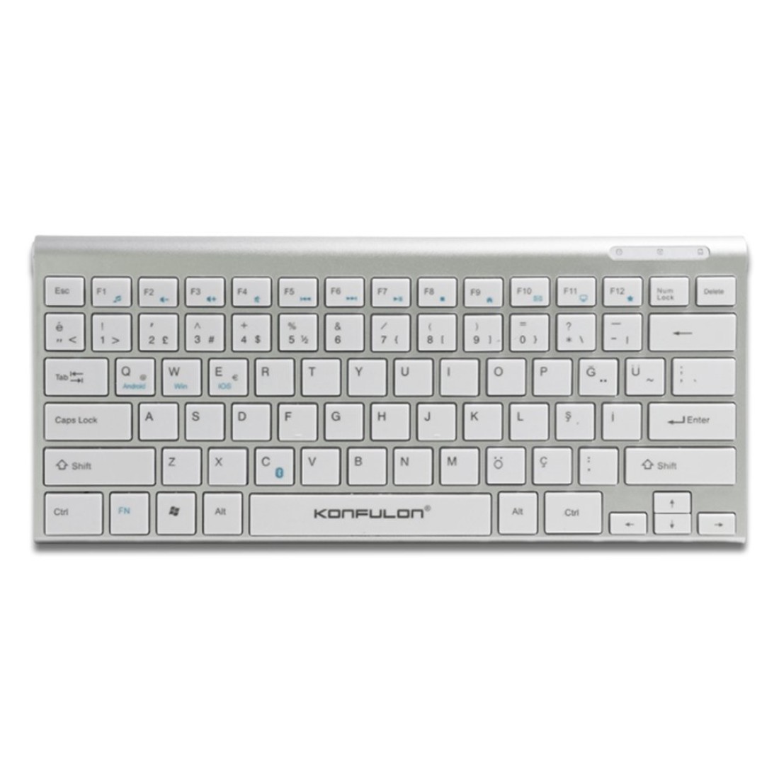 Konfulon V6 Bluetooth 5.0 Standlı Türkçe Q Klavye - Gümüş