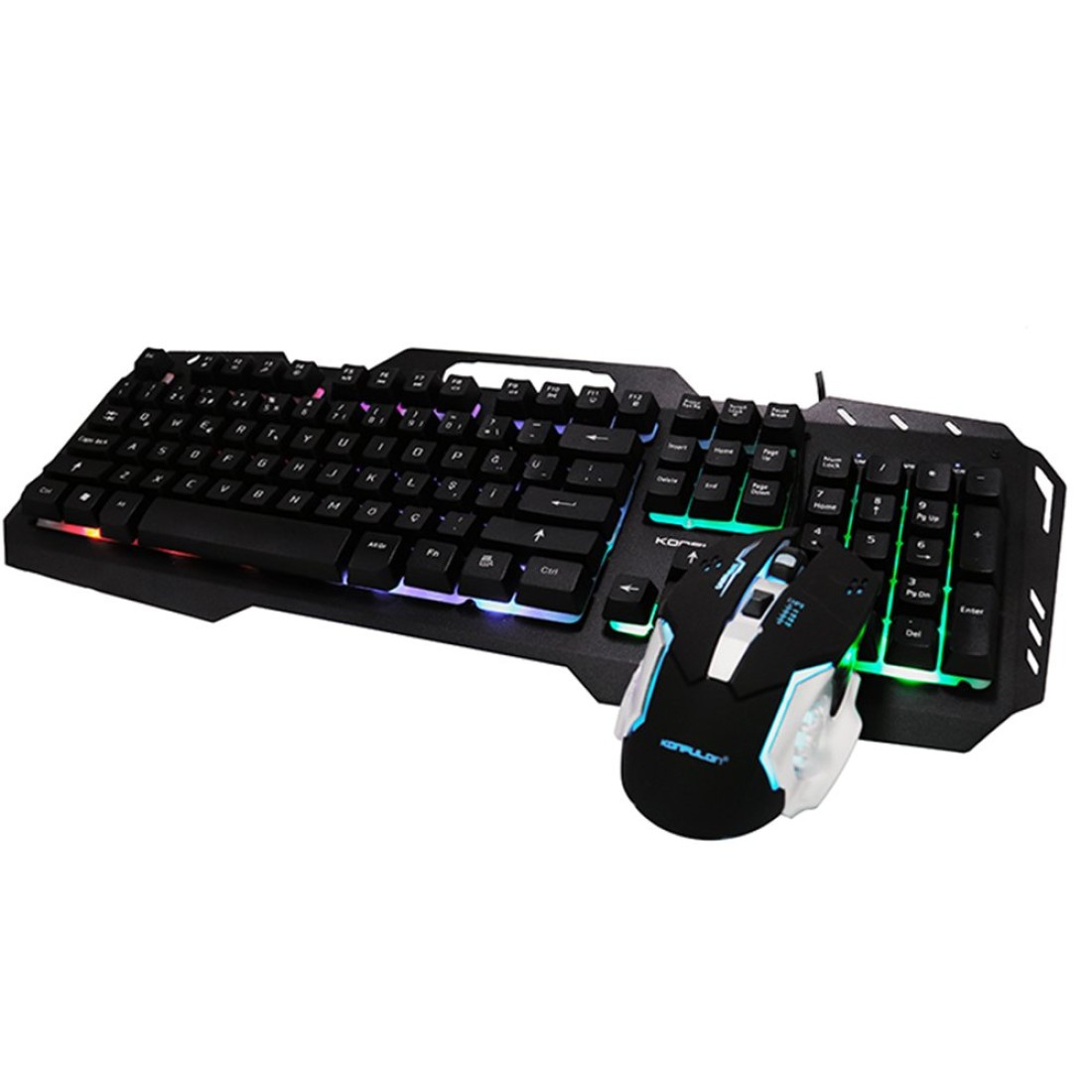 Konfulon W200 RGB Işıklı Türkçe Q Gaming Kablolu Klavye Mouse Set