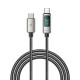 Lanex LS20CL 1.2M 20W Dijital Göstergeli Hasırlı Type-C to Lightning PD Hızlı Şarj Kablosu - Gümüş - Kılıf's Lanex LS20CL 1.2M 20W Dijital Göstergeli Hasırlı Type-C to Lightning PD Hızlı Şarj Kablosu - Gümüş