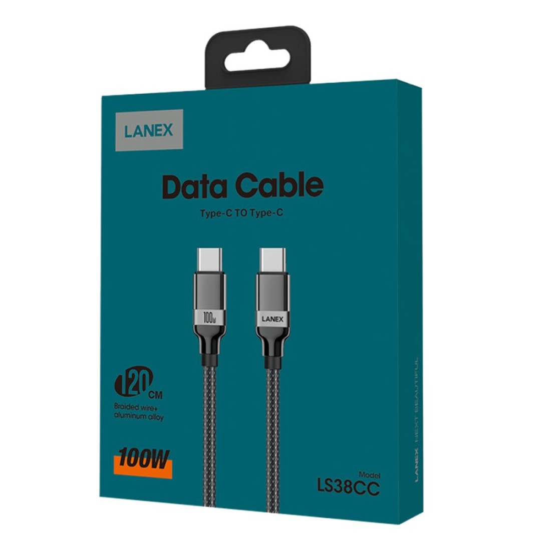 Lanex LS38CL 1.2M 20W Hasırlı Type-C to Lightning PD Hızlı Şarj Kablosu - Siyah