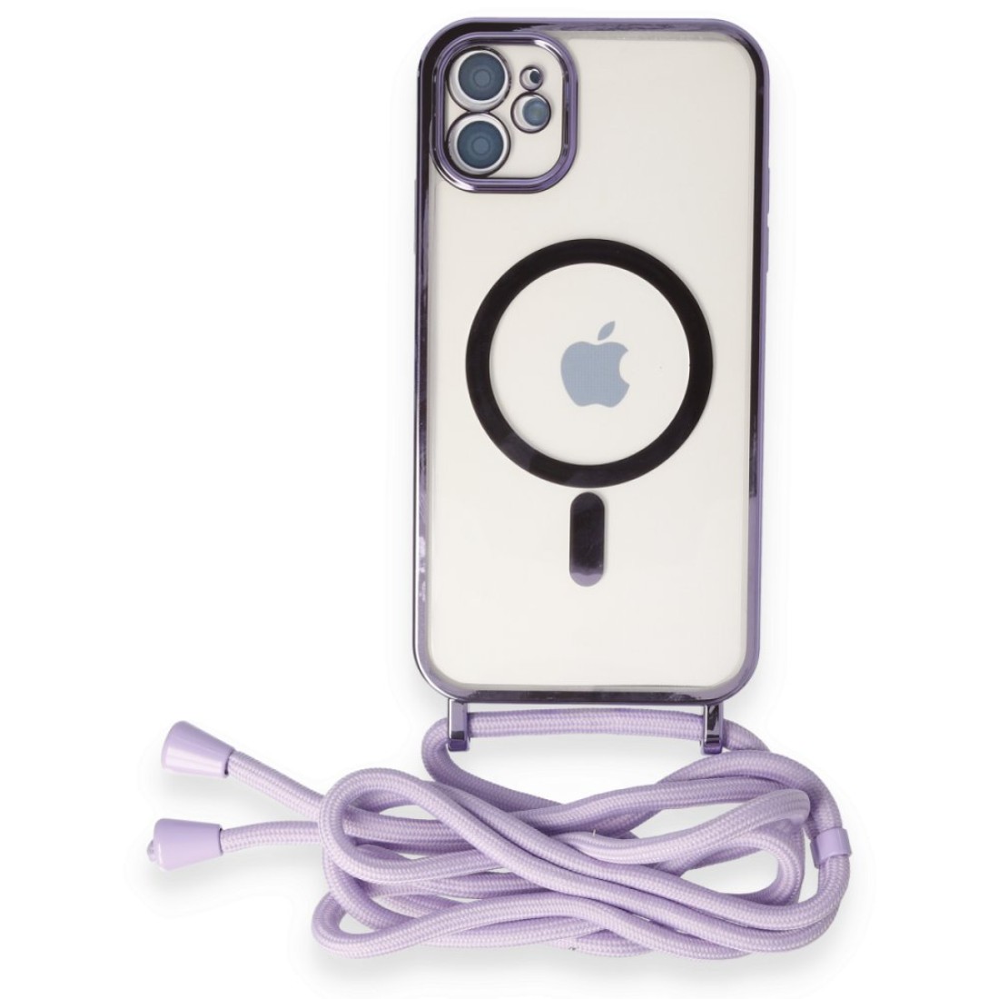Apple iPhone 11 Kılıf Divo Lazer Askılı Magsafe Kapak - Lila