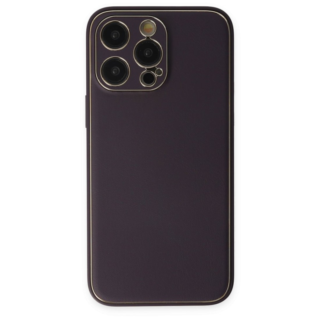 iPhone 13 Pro Max Kılıf Coco Deri Silikon Kapak - Derin Mor