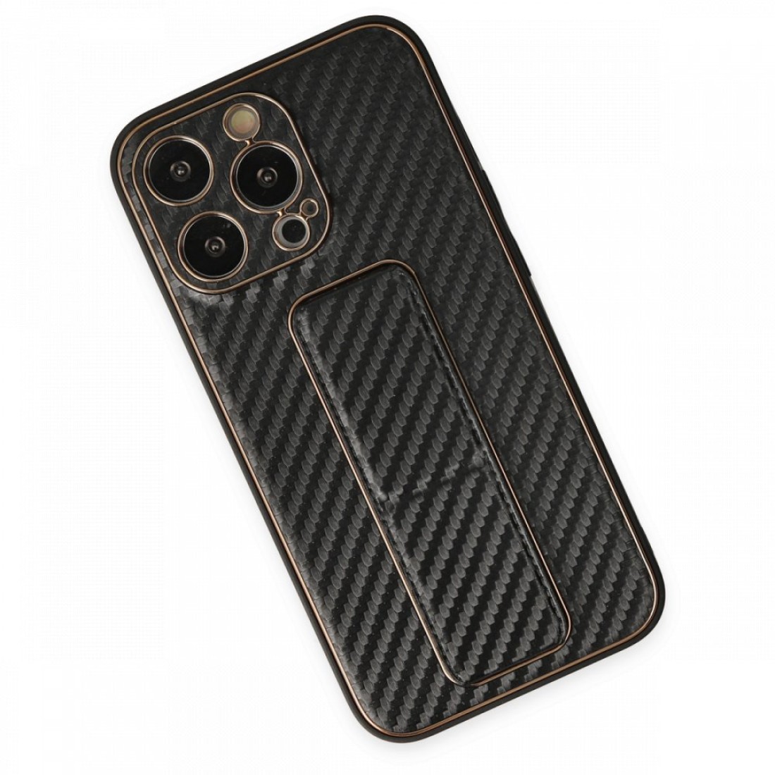 iPhone 13 Pro Max Kılıf Coco Karbon Standlı Kapak - Siyah - Kılıf's iPhone 13 Pro Max Kılıf Coco Karbon Standlı Kapak - Siyah