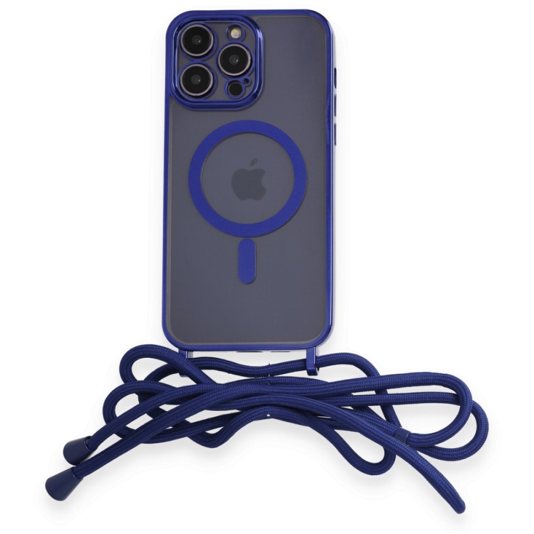 iPhone 13 Pro Max Kılıf Divo Lazer Askılı Magsafe Kapak - Mavi