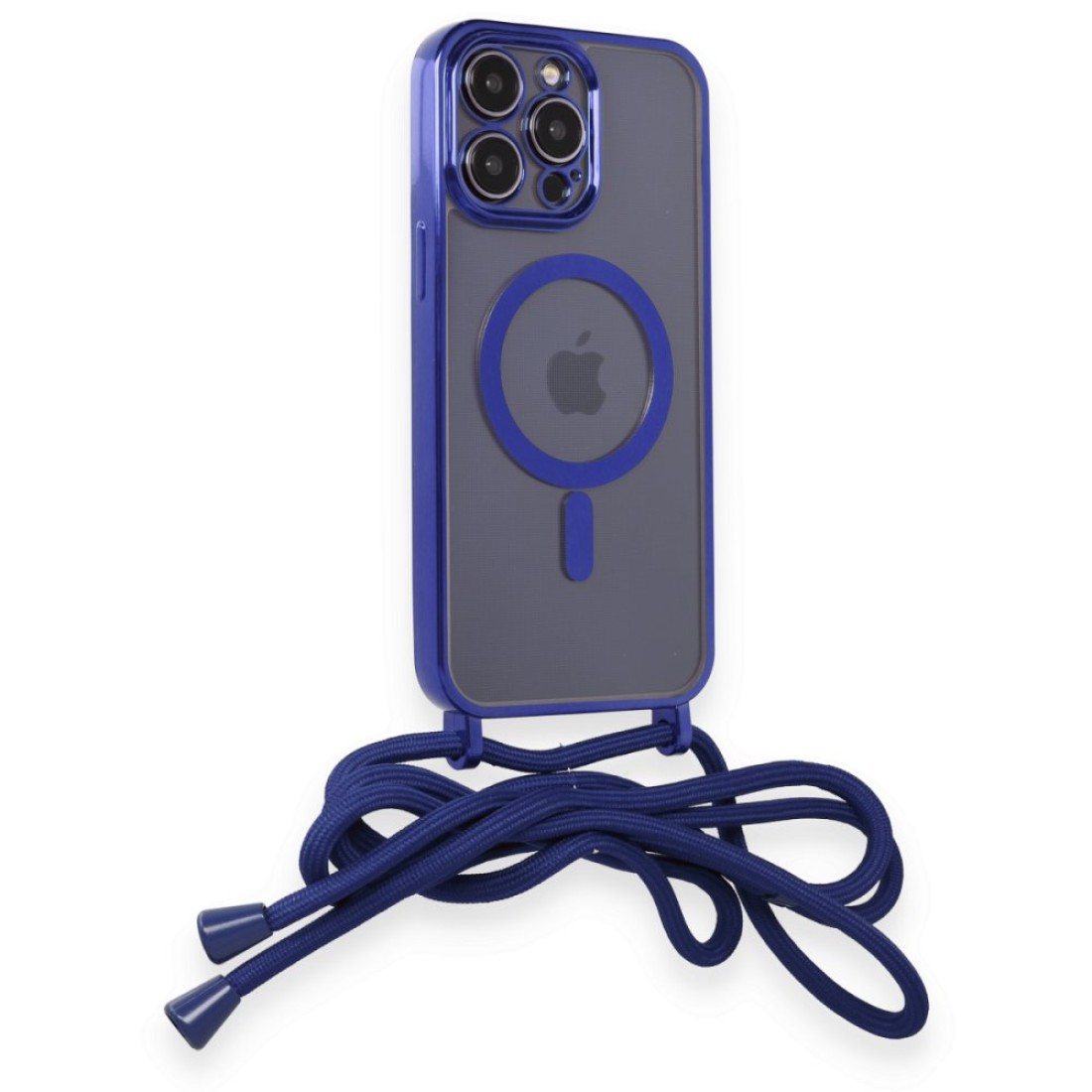 iPhone 13 Pro Max Kılıf Divo Lazer Askılı Magsafe Kapak - Mavi