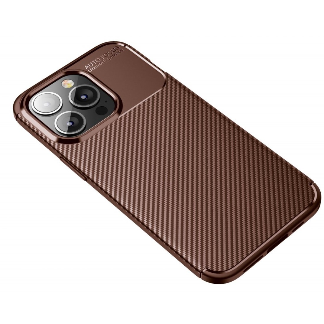 iPhone 13 Pro Max Kılıf Focus Karbon Silikon - Kahverengi