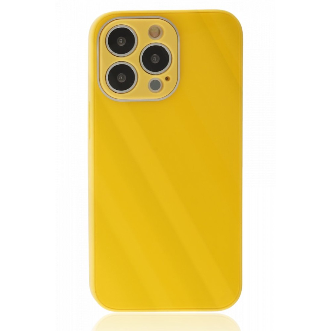 iPhone 13 Pro Max Kılıf Glass Kapak - Sarı