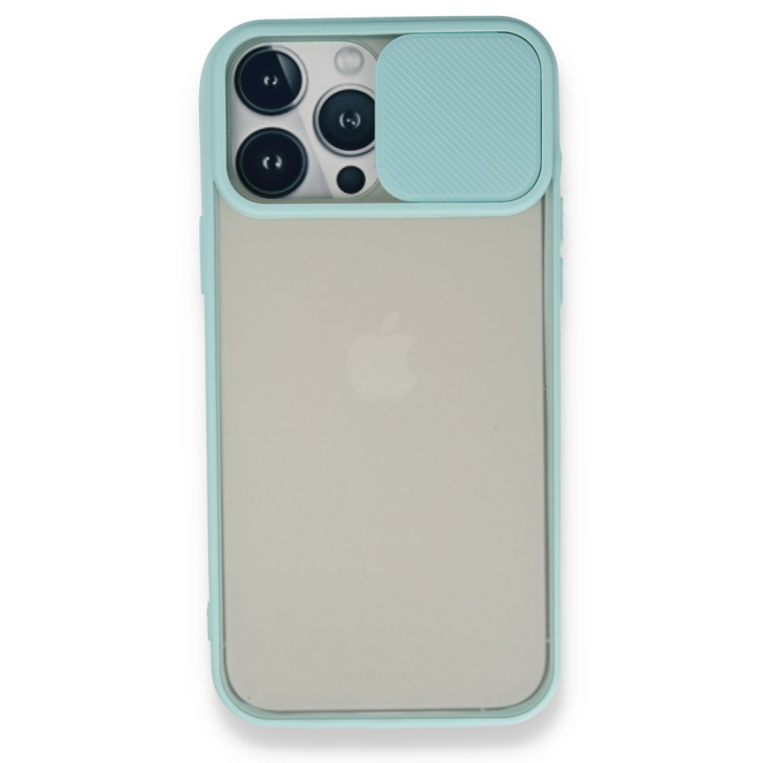 iPhone 13 Pro Max Kılıf Palm Buzlu Kamera Sürgülü Silikon - Turkuaz