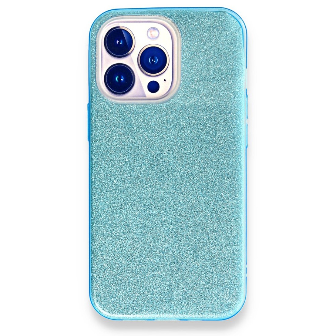 iPhone 13 Pro Max Kılıf Simli Katmanlı Silikon - Turkuaz