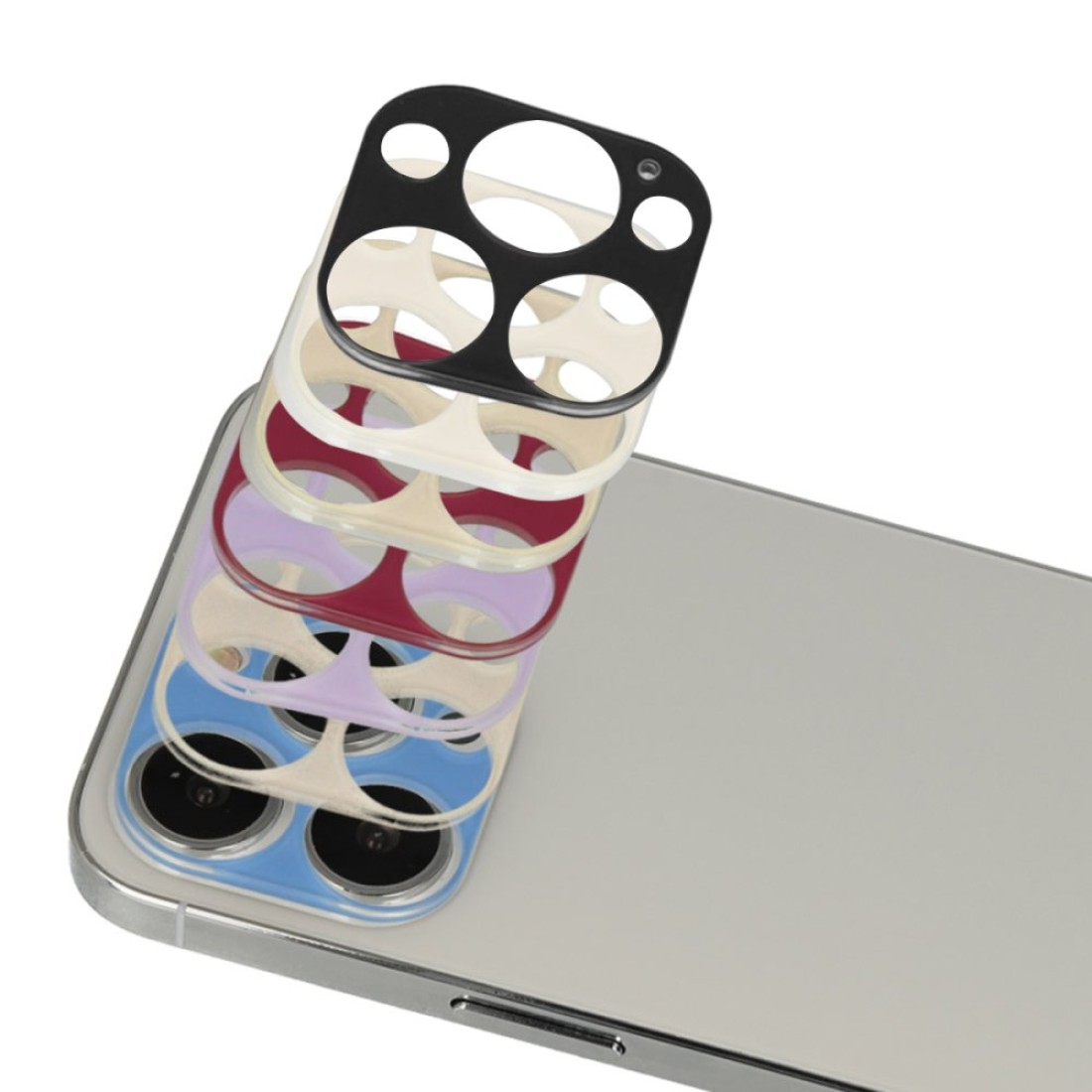 iPhone 13 Pro Max Rainbow Kamera Lens Koruma Cam - Beyaz