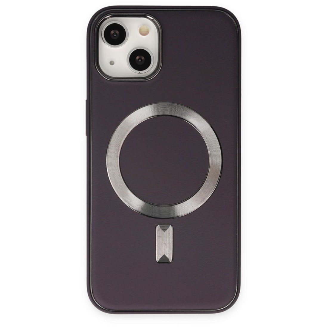 iPhone 14 Kılıf Coco Deri Magneticsafe Silikon - Derin Mor