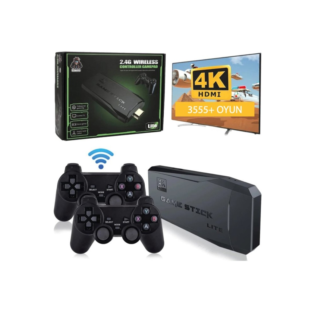 M8 64GB Dual Pad 4K Game Stick - Siyah