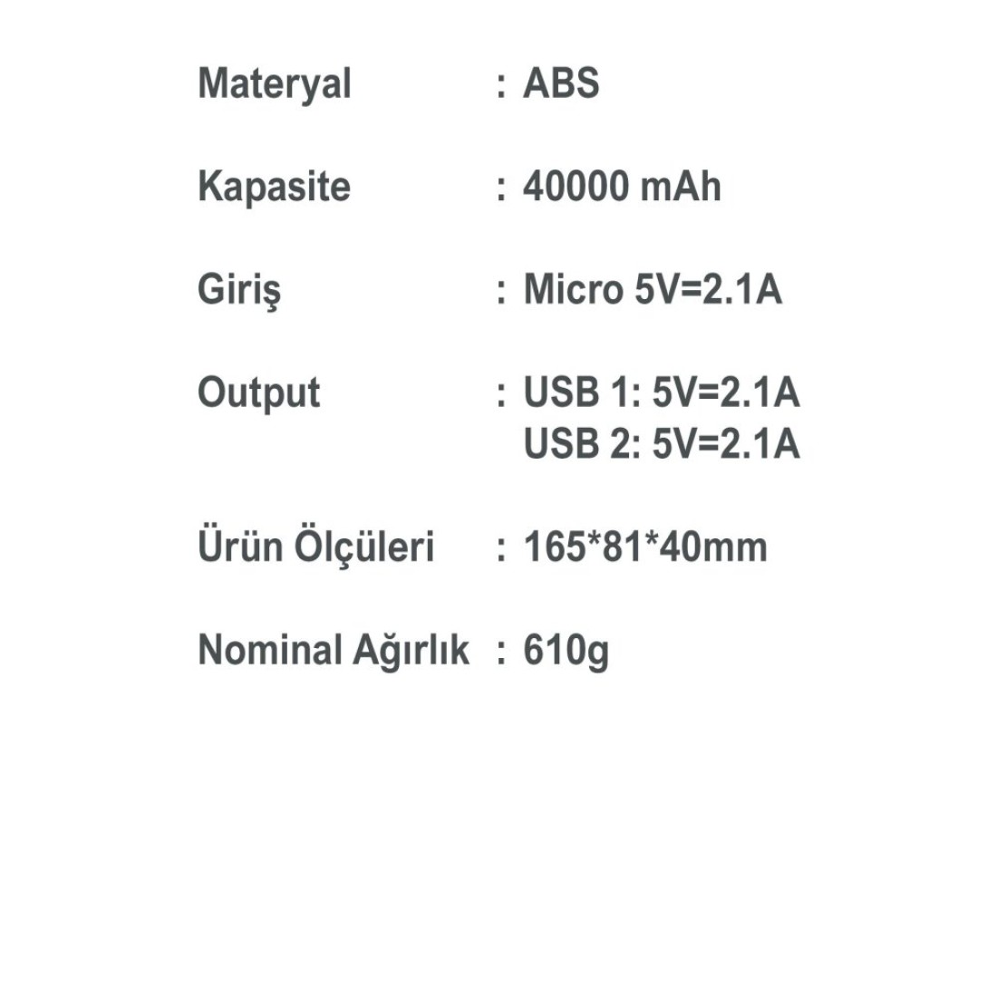 NF240 40.000 mAh Powerbank - Siyah