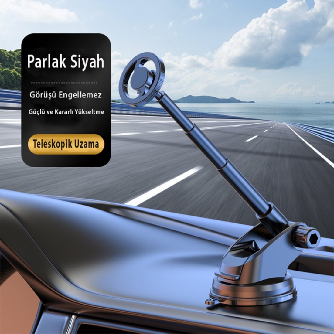 Q33 Ayarlanabilir Yapışkanlı Manyetik Magsafe Araç Tutucu - Siyah