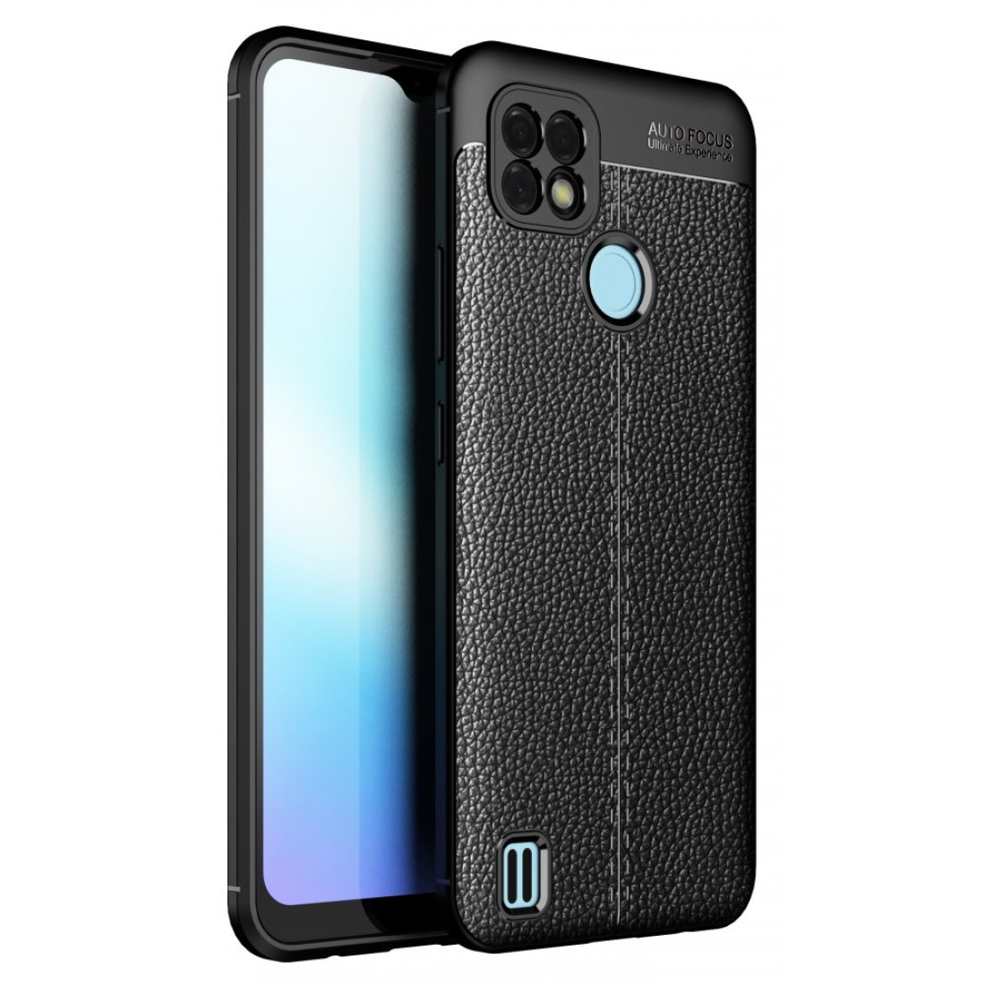 Realme C25s Kılıf Focus Derili Silikon - Siyah