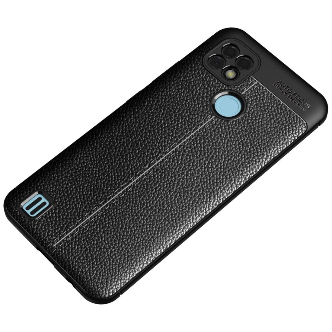 Realme C25s Kılıf Focus Derili Silikon - Siyah
