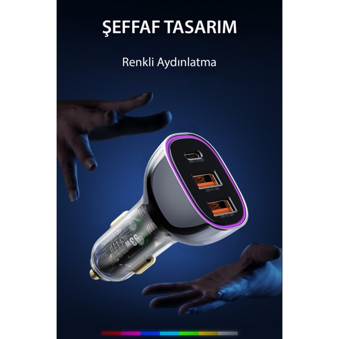 RCC-N18 Usb ve Type-C 93W PD Araç Şarjı - Siyah