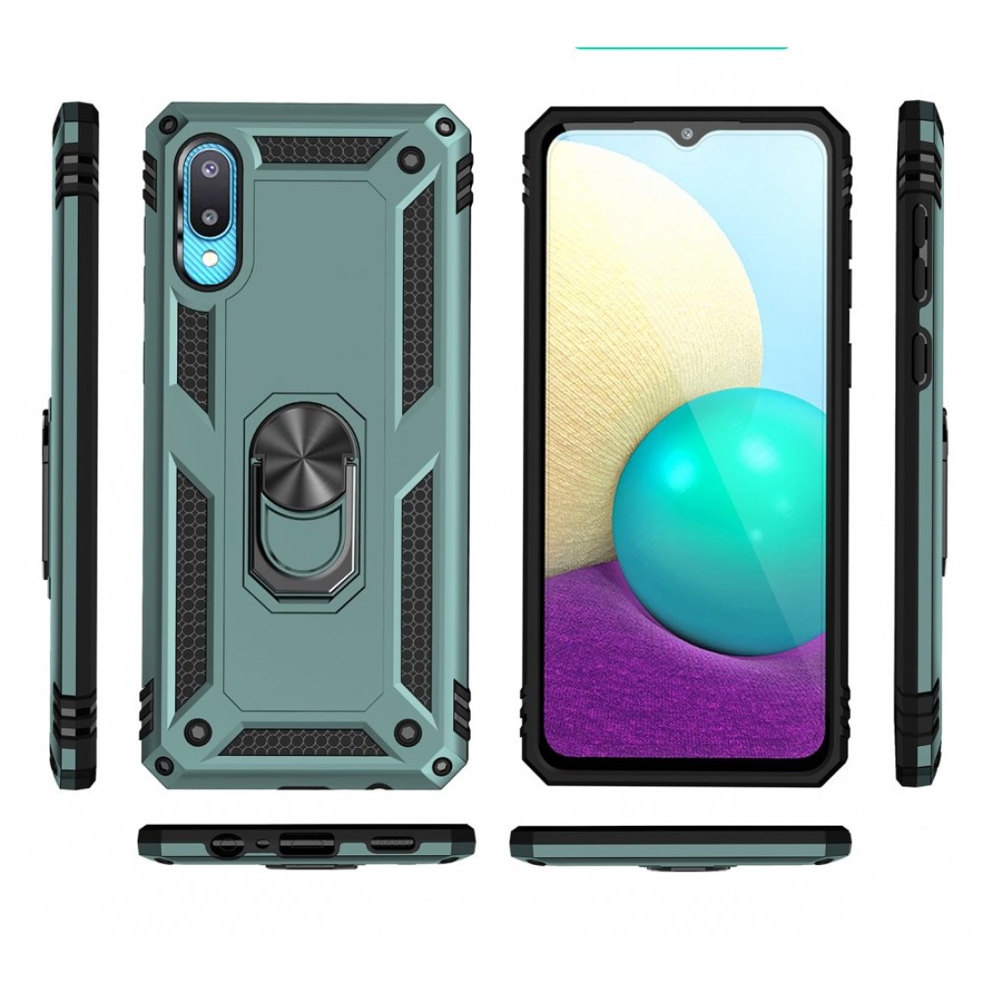 Samsung Galaxy A02 Kılıf Sofya Yüzüklü Silikon Kapak - Siyah