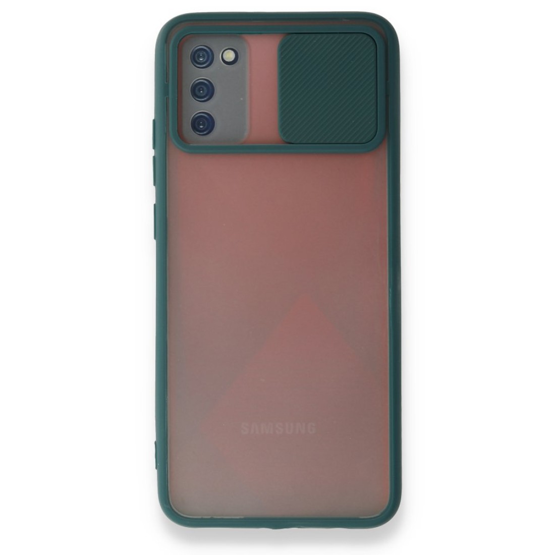 Samsung Galaxy A03S Kılıf Palm Buzlu Kamera Sürgülü Silikon - Yeşil
