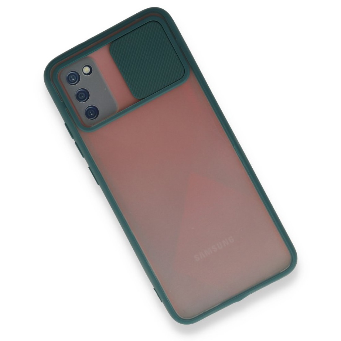 Samsung Galaxy A03S Kılıf Palm Buzlu Kamera Sürgülü Silikon - Yeşil