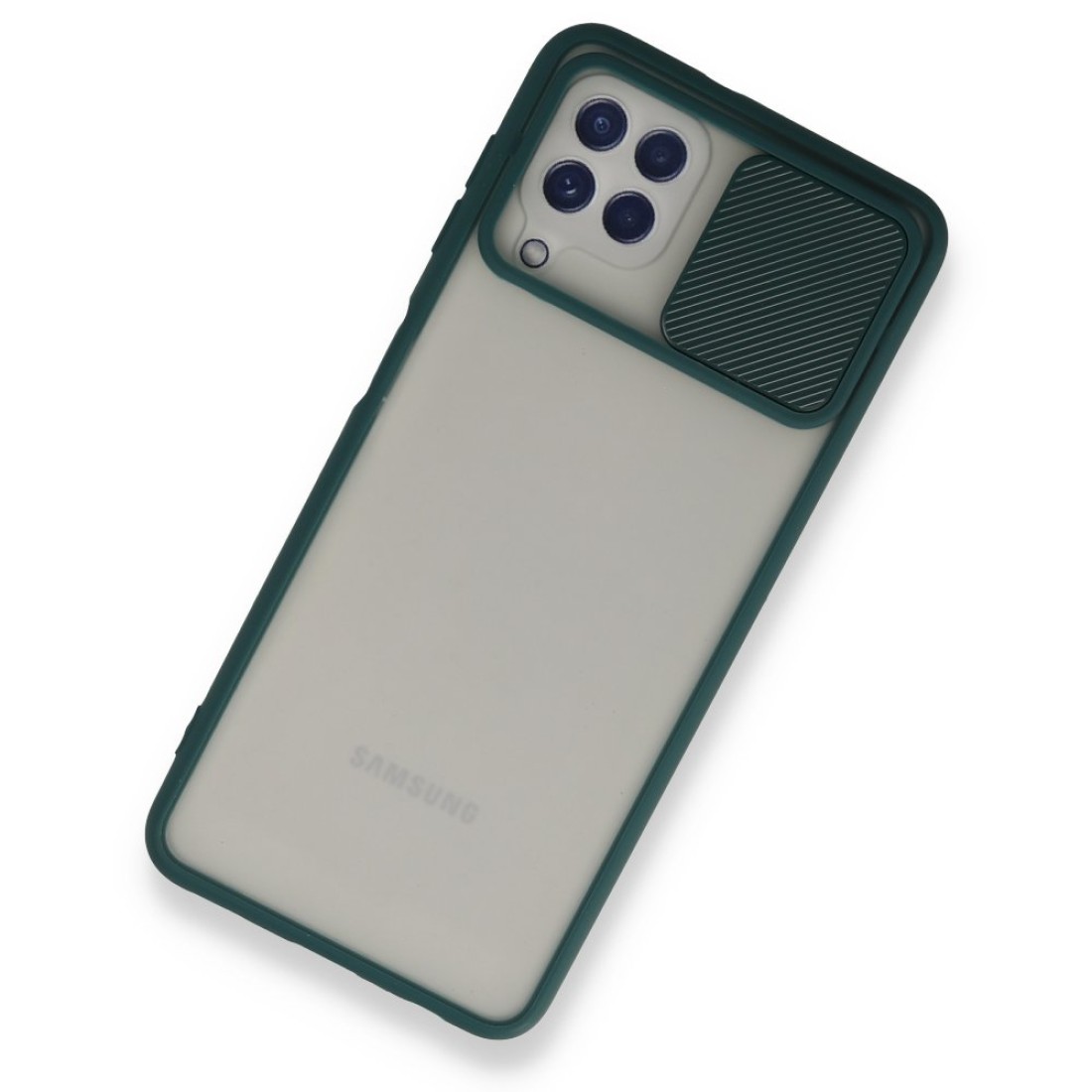 Samsung Galaxy M22 Kılıf Palm Buzlu Kamera Sürgülü Silikon - Kırmızı - Kılıf's Samsung Galaxy M22 Kılıf Palm Buzlu Kamera Sürgülü Silikon - Kırmızı