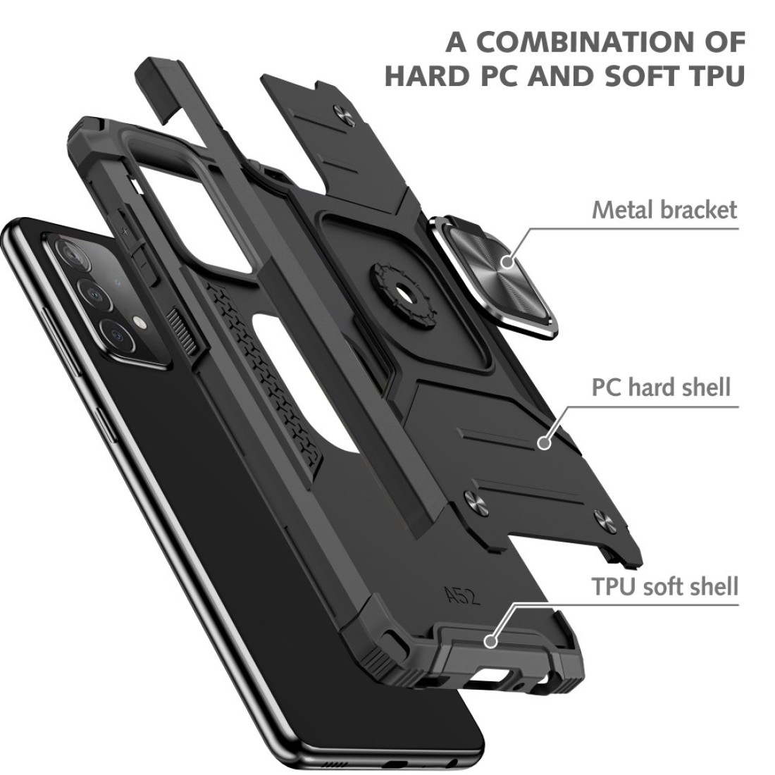 Samsung Galaxy A52 Kılıf Zegna Yüzüklü Silikon Kapak - Siyah - Kılıf's Samsung Galaxy A52 Kılıf Zegna Yüzüklü Silikon Kapak - Siyah