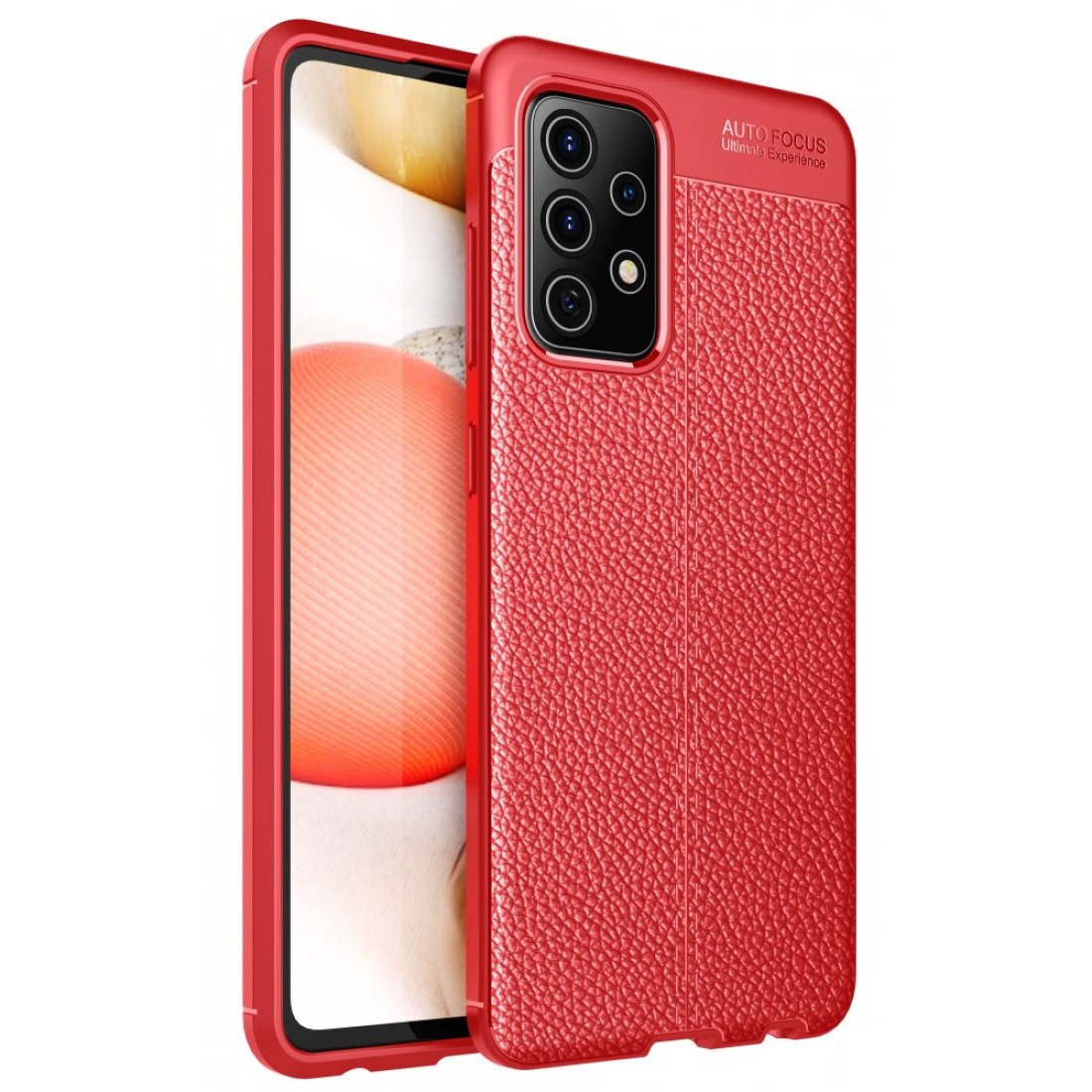 Samsung Galaxy A72 Kılıf Focus Derili Silikon - Kırmızı