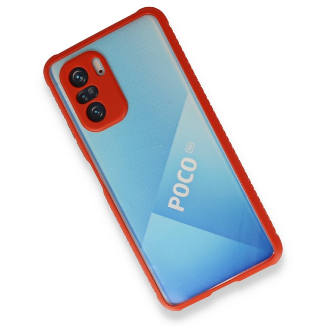 Xiaomi Poco F3 Kılıf Miami Şeffaf Silikon  - Kırmızı