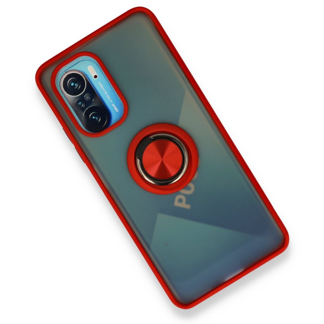 Xiaomi Poco F3 Kılıf Montreal Yüzüklü Silikon Kapak - Kırmızı