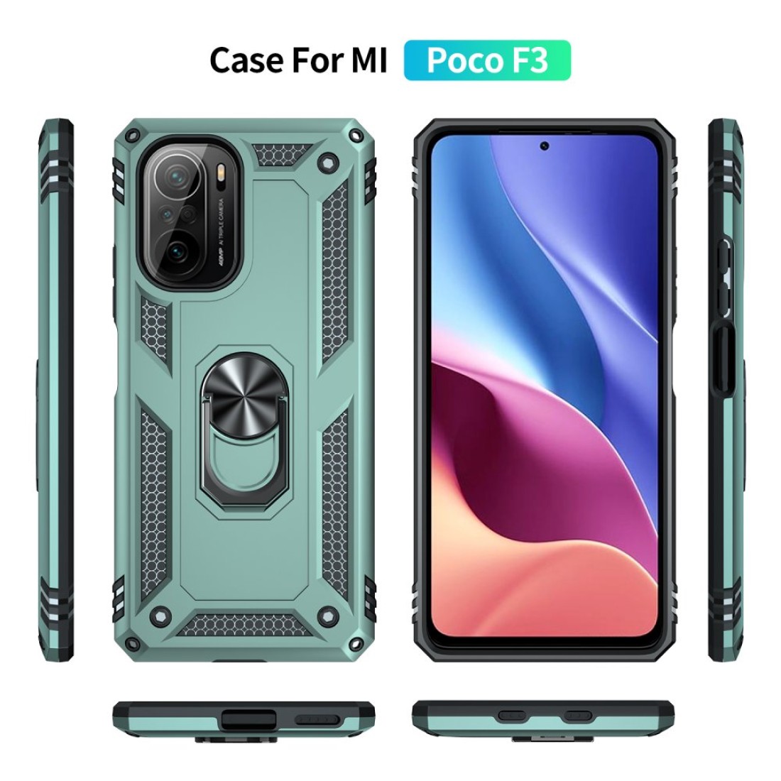 Xiaomi Poco F3 Kılıf Sofya Yüzüklü Silikon Kapak - Siyah - Kılıf's Xiaomi Poco F3 Kılıf Sofya Yüzüklü Silikon Kapak - Siyah