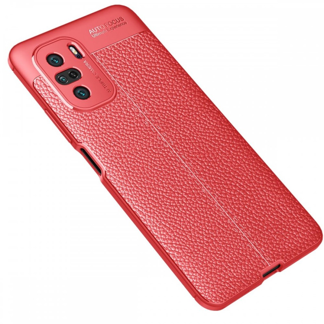 Xiaomi Poco F3 Kılıf Focus Derili Silikon - Kırmızı
