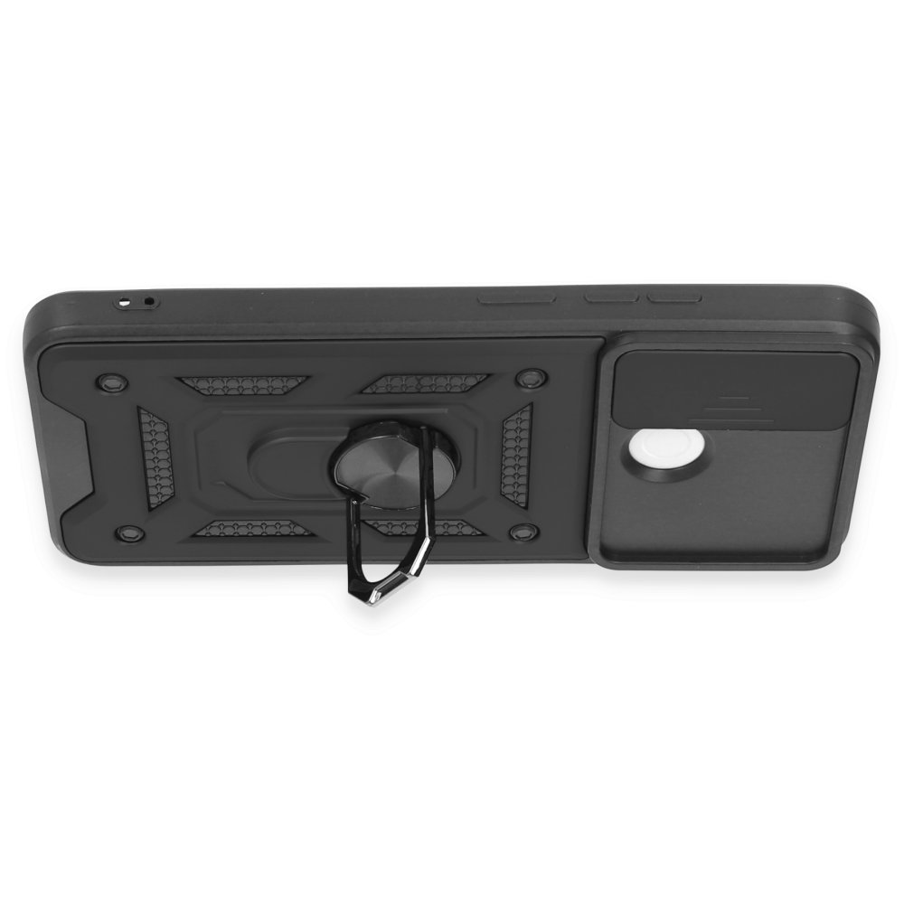 Redmi 12C Kılıf Pars Lens Yüzüklü Silikon - Siyah