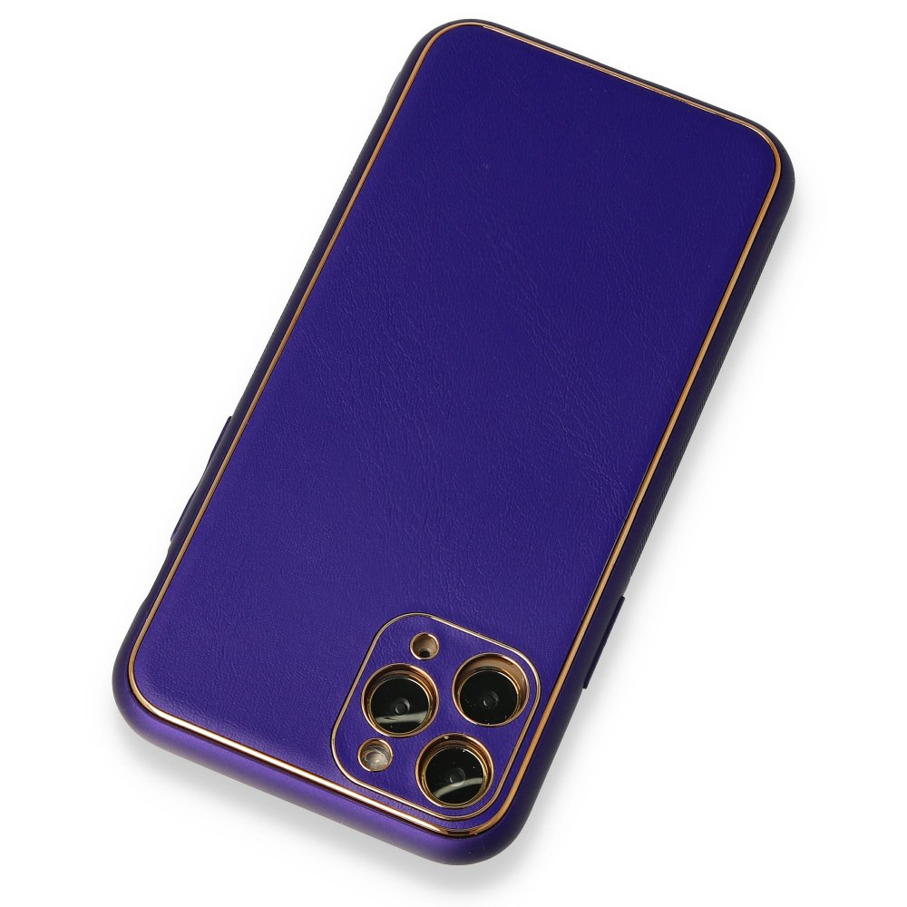 iPhone 11 Pro Kılıf Coco Deri Silikon Kapak - Mor iPhone 11 Pro Kılıf Coco Deri Silikon Kapak - Mor