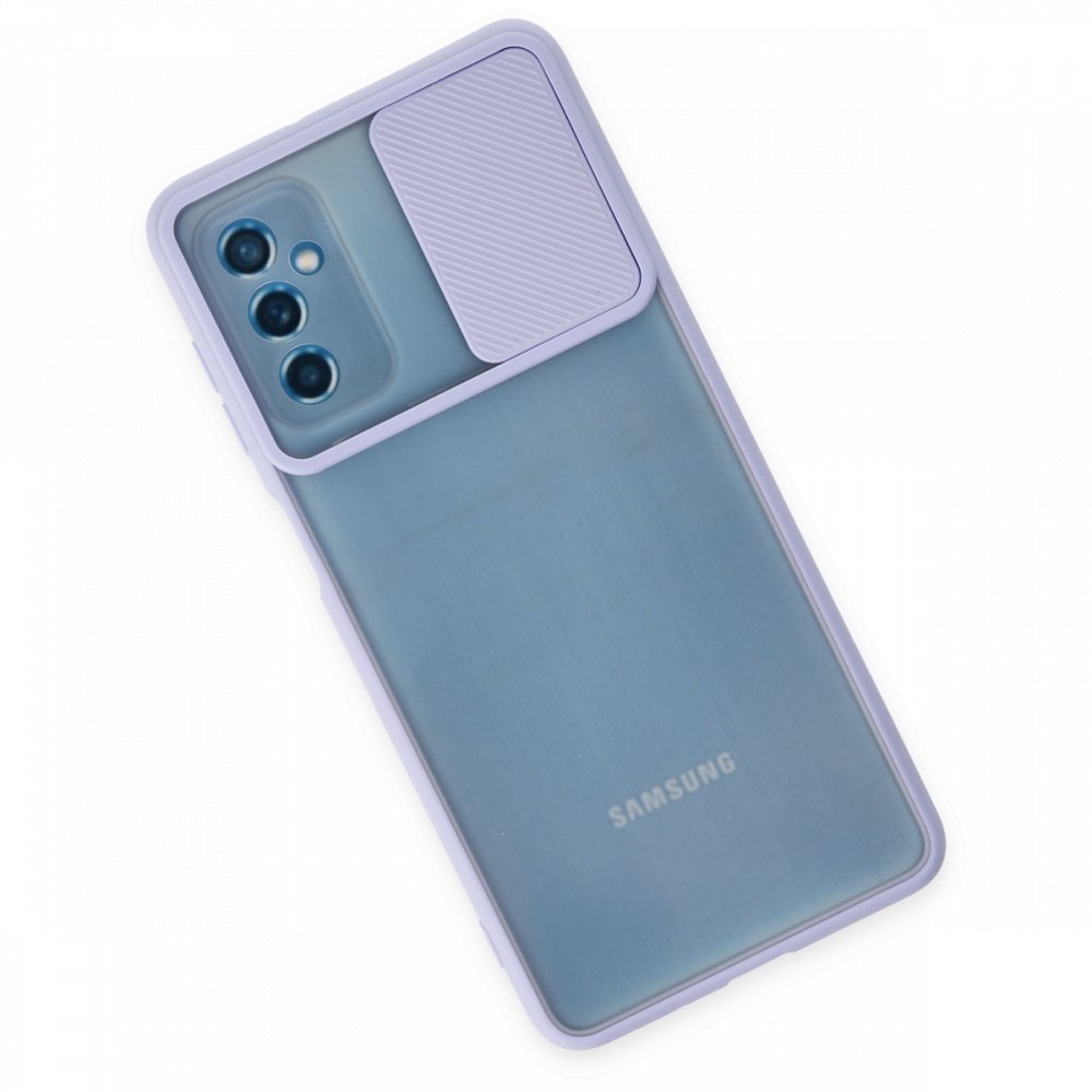  Samsung Galaxy M52 5G Kılıf Palm Buzlu Kamera Sürgülü Silikon - Lila