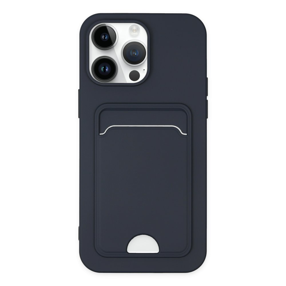  iPhone 14 Pro Kılıf Kelvin Kartvizitli Silikon - Lacivert
