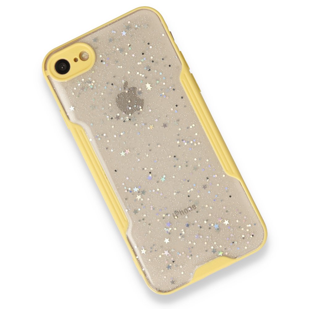  iPhone 7 Kılıf Platin Simli Silikon - Sarı
