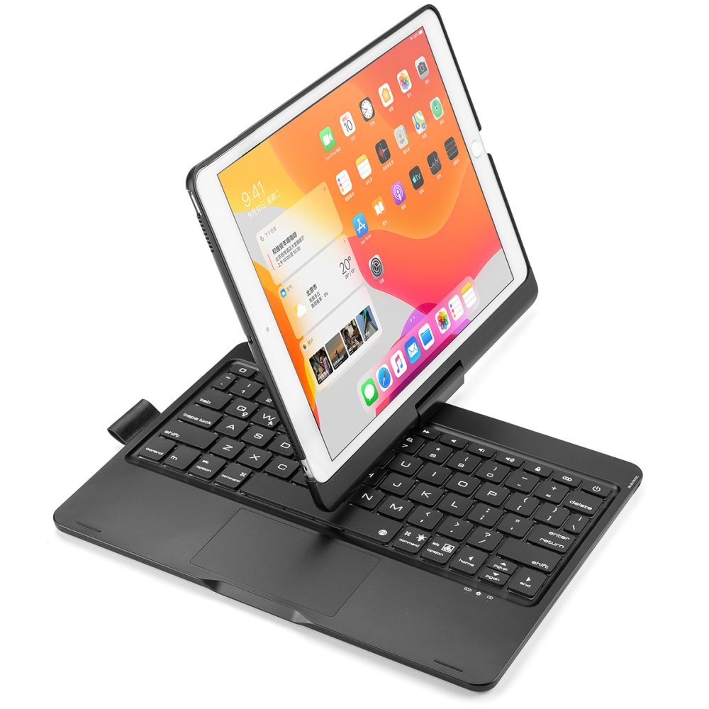  iPad 10.2 (8.nesil) Kılıf Magic Dönen Klavyeli Tablet Kılıf - Siyah