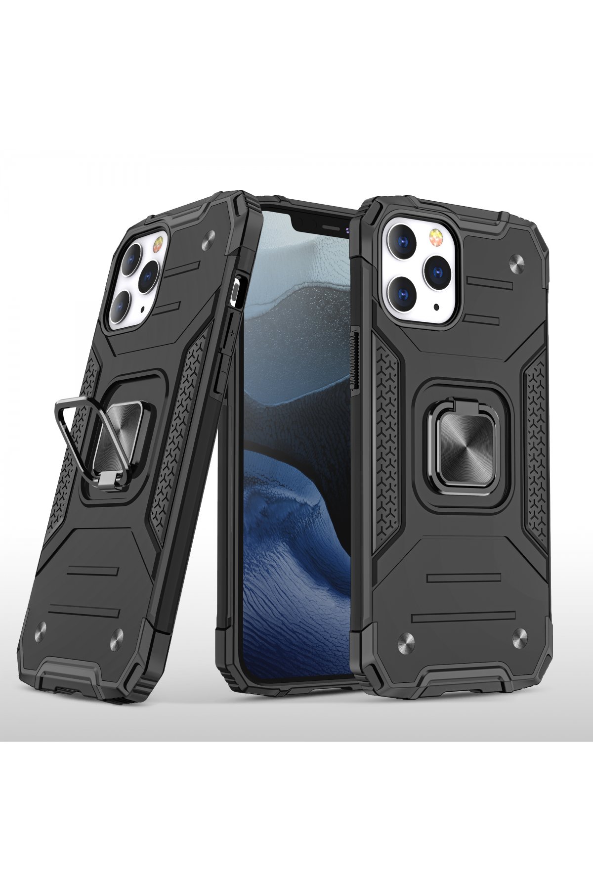  iPhone 12 Pro Max Kılıf Zegna Yüzüklü Silikon Kapak - Siyah