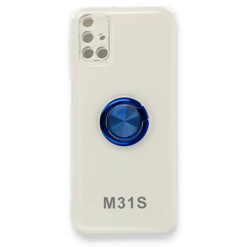  Samsung Galaxy M31S Kılıf Gros Yüzüklü Silikon - Mavi