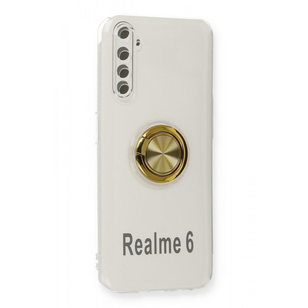  Realme 6 Kılıf Gros Yüzüklü Silikon - Gold