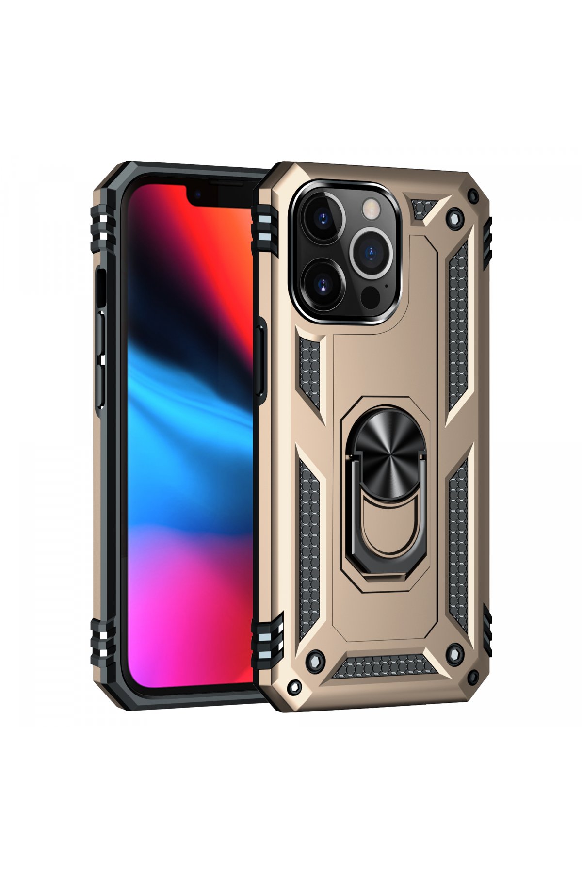 iPhone 14 Pro Max Kılıf Sofya Yüzüklü Silikon Kapak - Gold iPhone 14 Pro Max Kılıf Sofya Yüzüklü Silikon Kapak - Gold